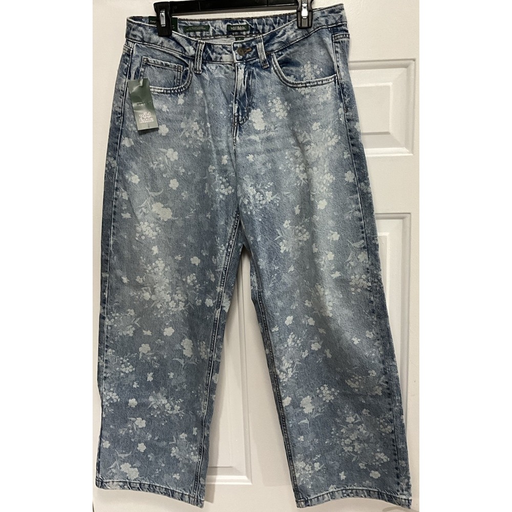 Wild Fable Easy Rigid Low Rise Curvy Straight Light Wash Floral Denim Women's 10